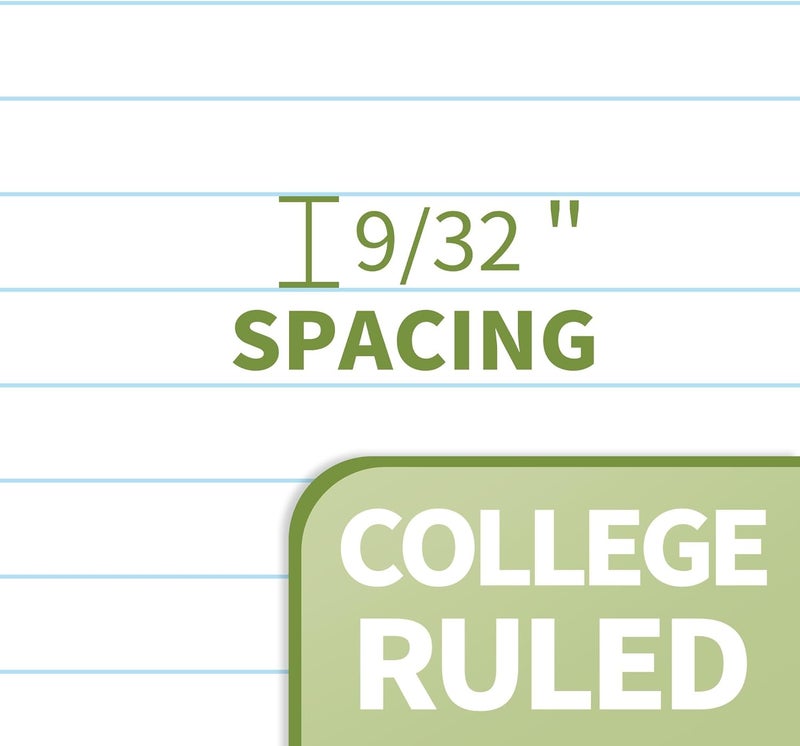 SUNEE Spiral Notebook, 1-Subject, College Ruled Paper, 8" x 10-1/2", 100 Sheets per Notebook, 3-Hole Punched Paper, Water Resistant Cover, Double-sided Pockets, Spiral Lined Notebooks for Work, Green - Image 3